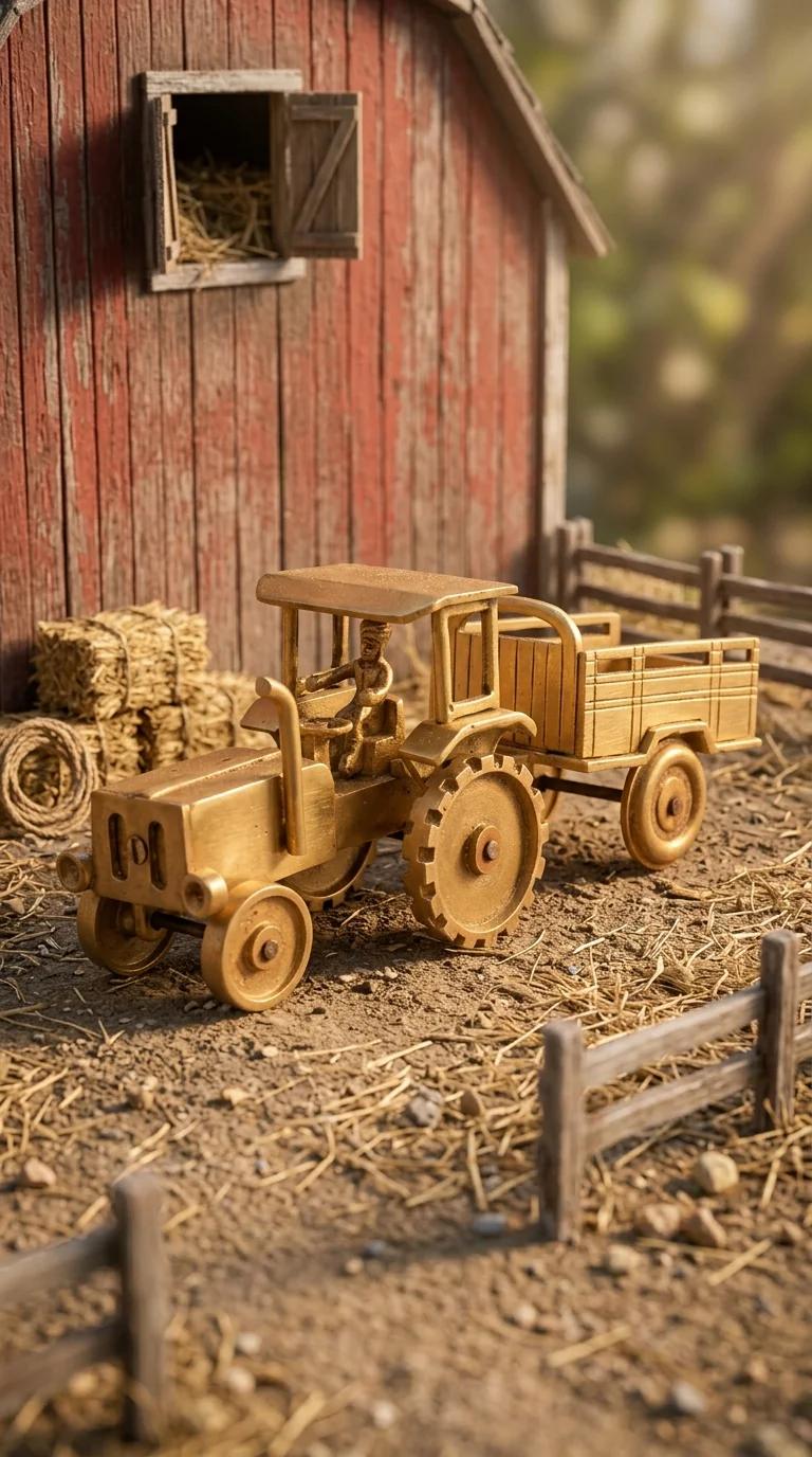 MH Decors Decorative Brass Tractor Statue with Carrier for Office and Living Room