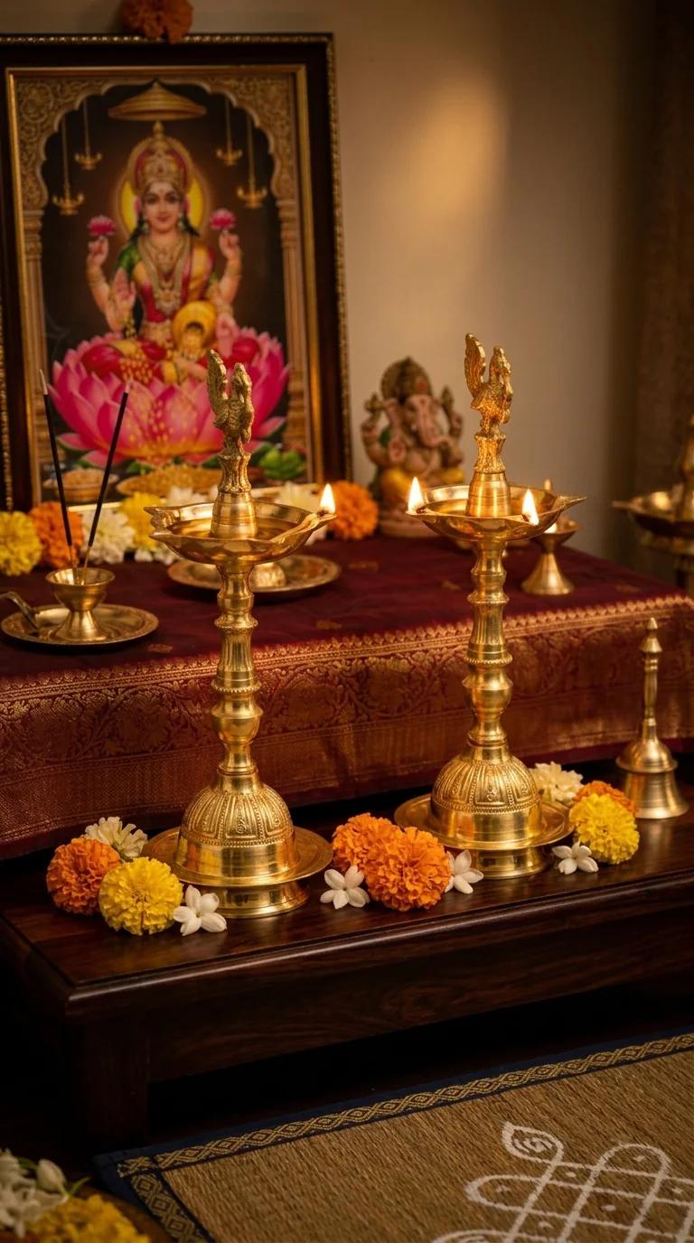 MH Decors Brass Medium Peacock Diyas Set of 2 for Temple and Home Altar Decoration