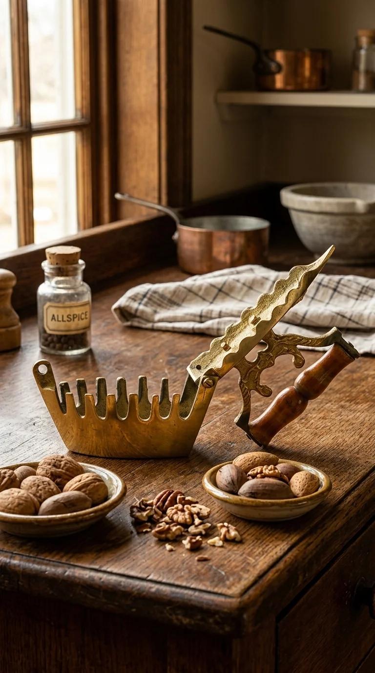 MH Decors Brass Charcoal Iron Press Toy with Wooden Handle for Home Table Decoration