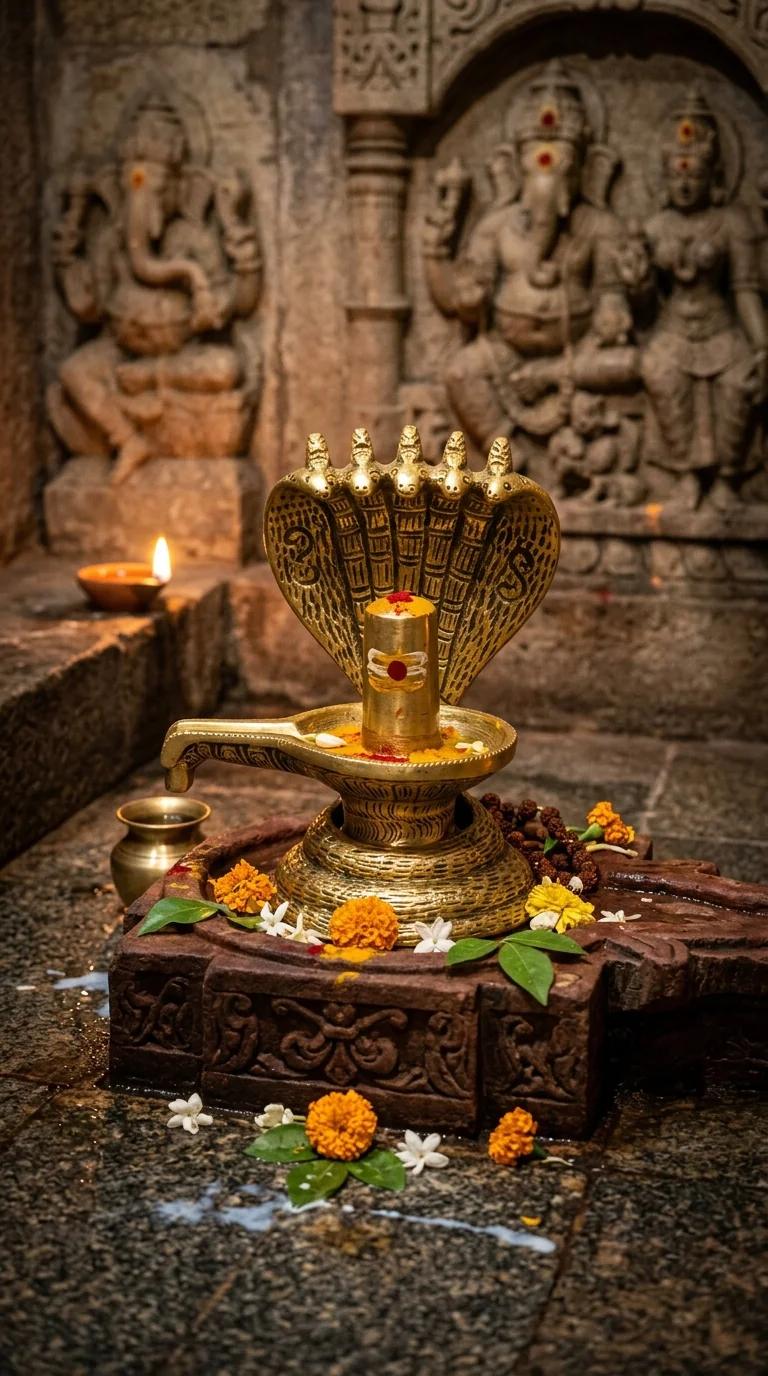 MH Decors Brass Shivalingam Handmade Idol for Home Altar and Temple Display