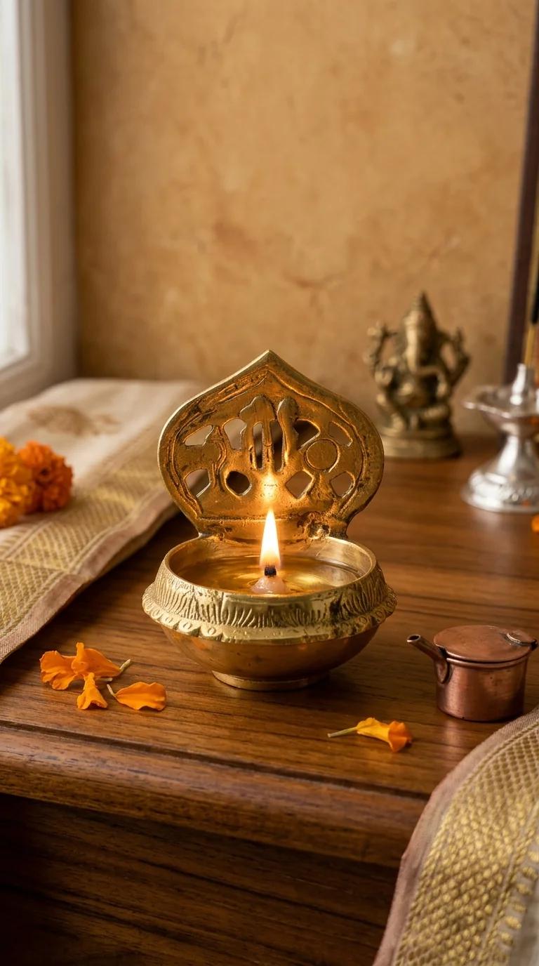 MH Decors Decorative Brass Thirunamam Deepam for Living Room and Pooja Room