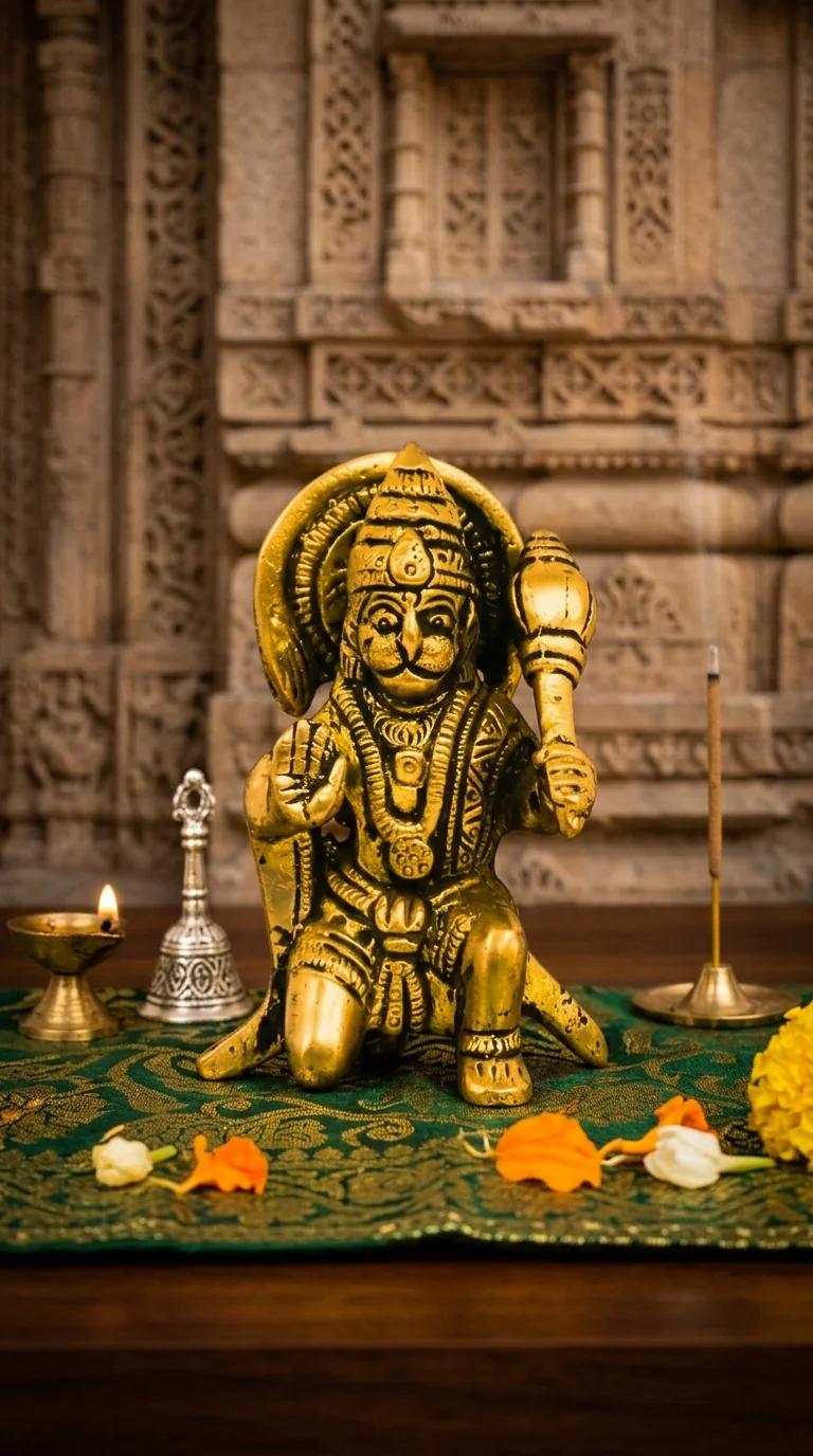 Value Gifts Brass Veera Hanuman Figurine for Mandir and Living Room Decor