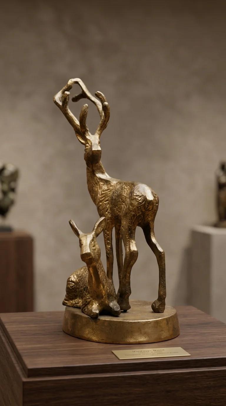 Value Gifts Brass Rustic Deer Figurine for Lodge Cabin and Table Decor