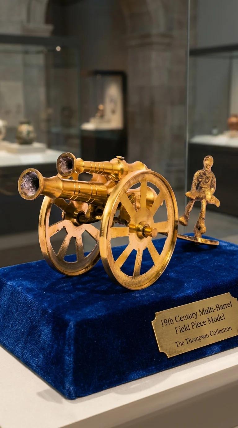 Value Gifts Brass Cannon Ball Fire with Soldier Figurine Handcrafted Desk Showpiece