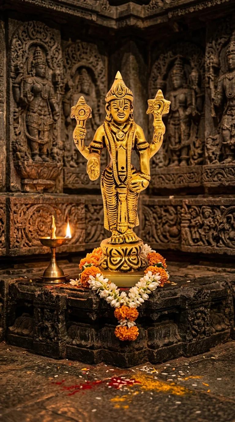 Value Gifts Traditional Brass Vishnu Statue Idol for Home and Office Decor