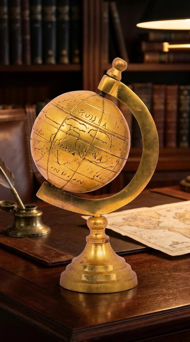 Value Gifts Brass Artistic World Globe Showpiece Handcrafted for Office and Home