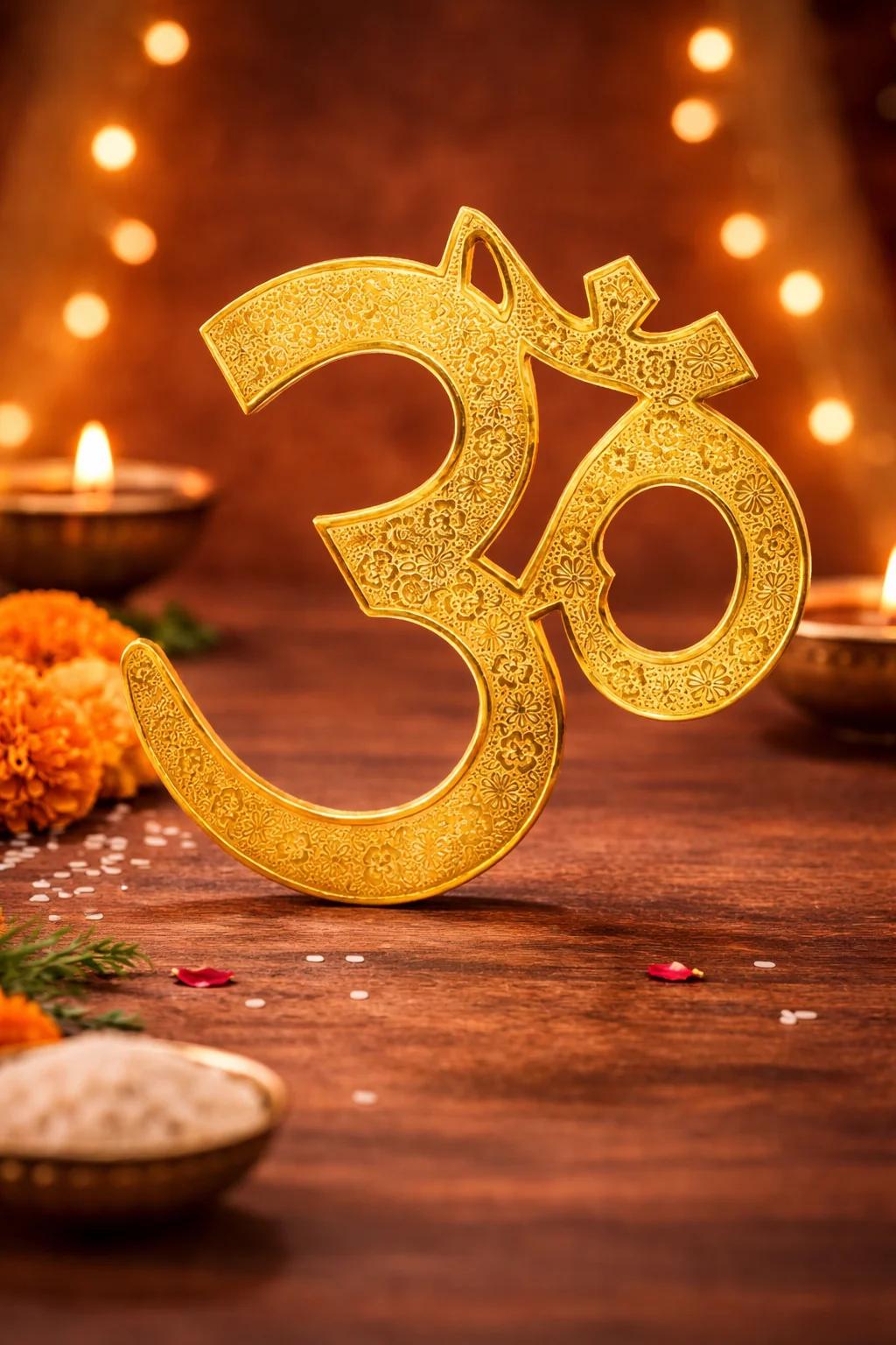 Value Gifts Handcrafted Brass Om Wall Hanging for Pooja Room and Living Room