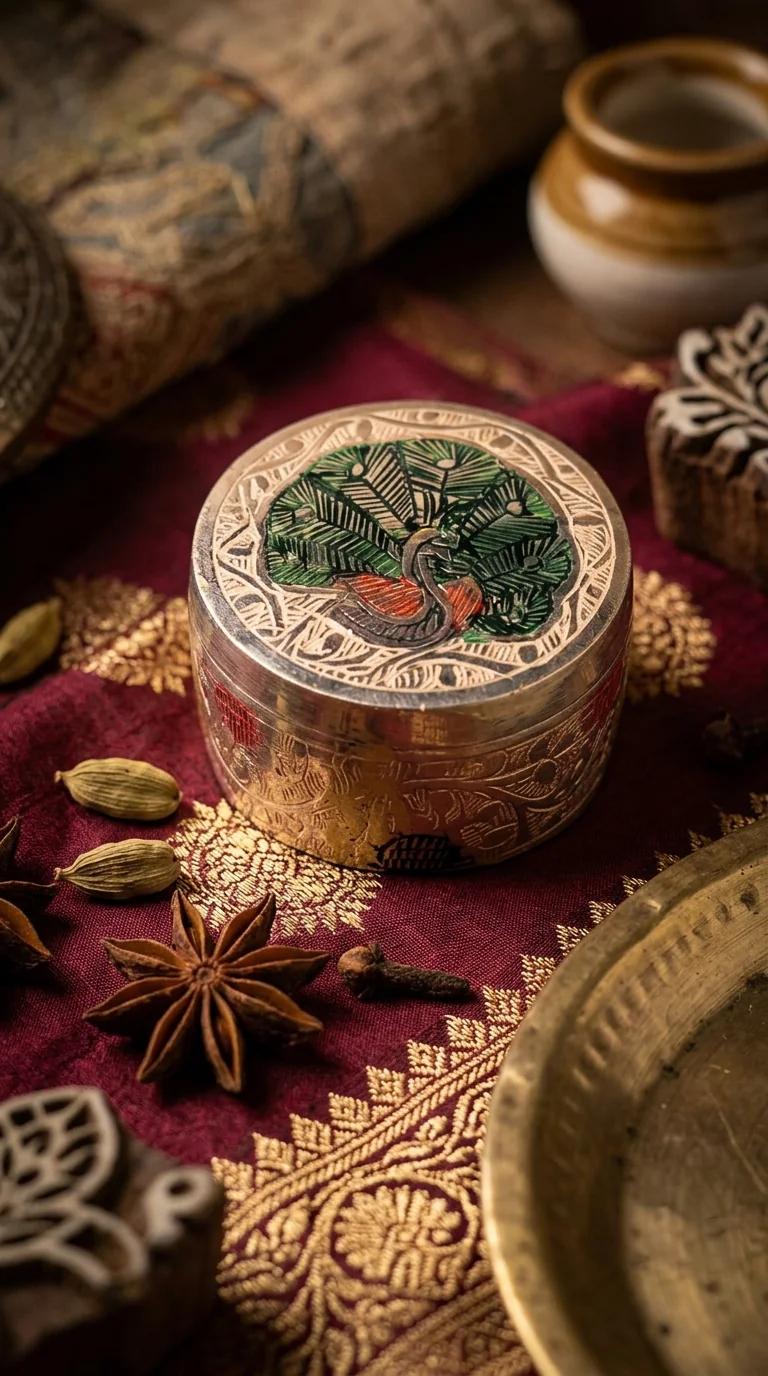 Value Gifts Traditional Sindoor Round Box for Home Pooja and Gift Item