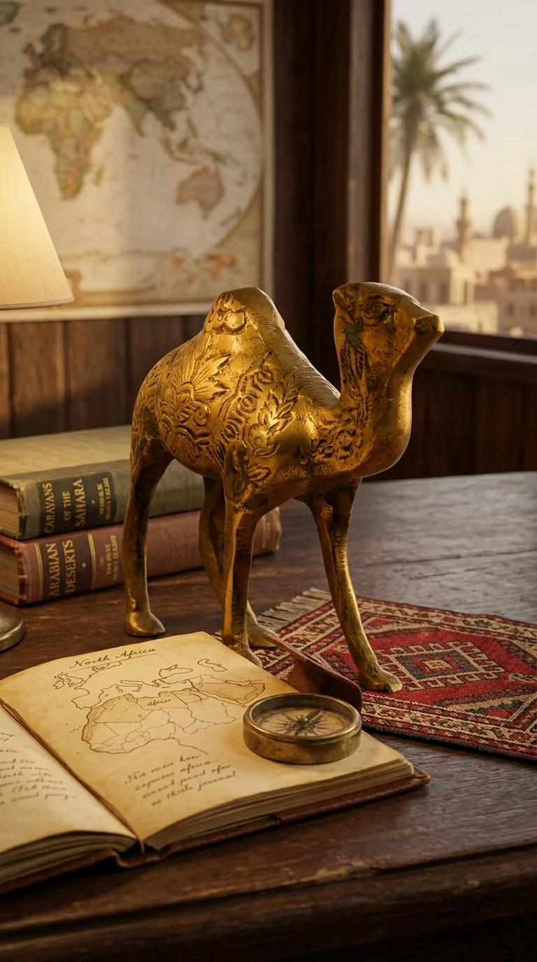 Value Gifts Brass Camel Showpiece Vintage Style for Home, Office, and Tabletop