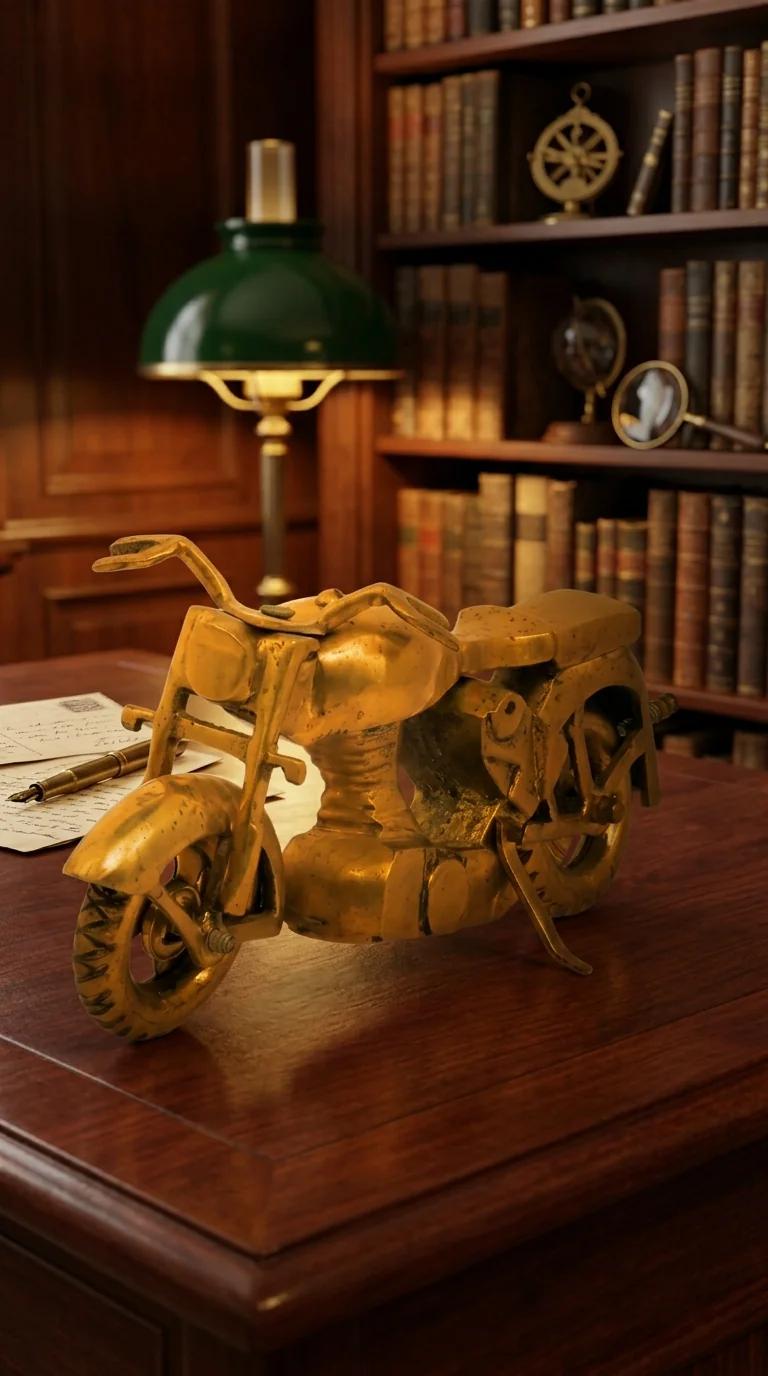 Value Gifts Traditional Brass Vintage Bike Figurine for Home Decor and Gift