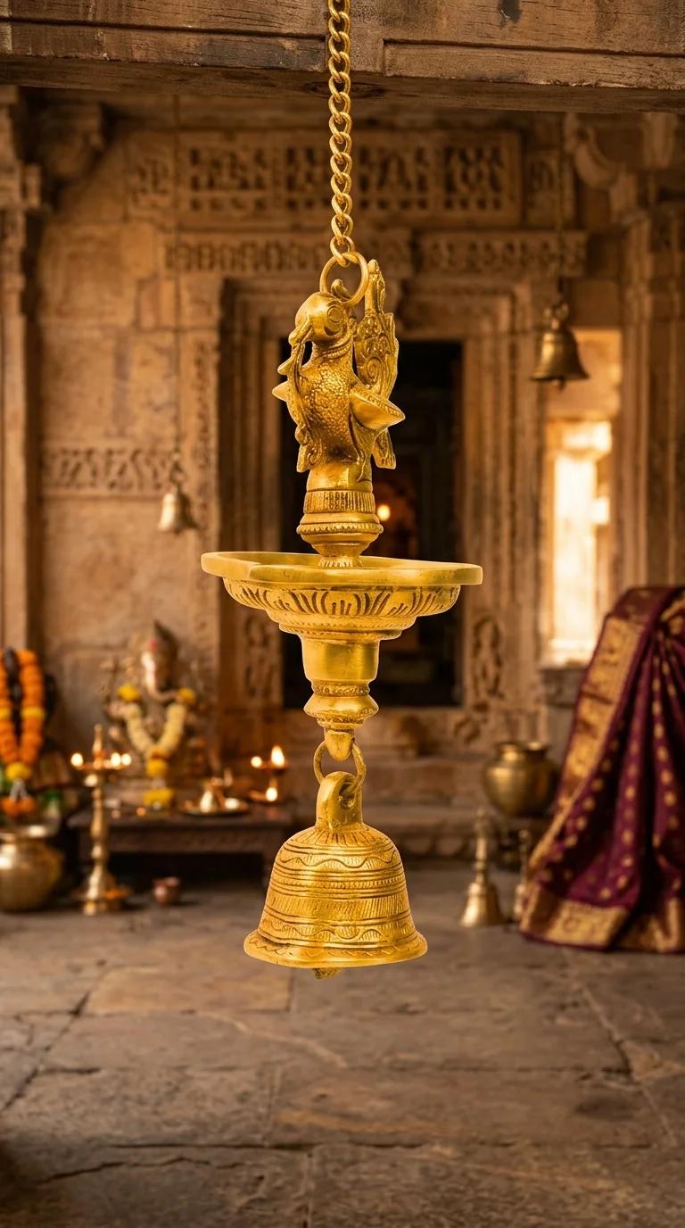 Value Gifts Handcrafted Brass Peacock Wall Hanging Diya for Entrance and Pooja Room