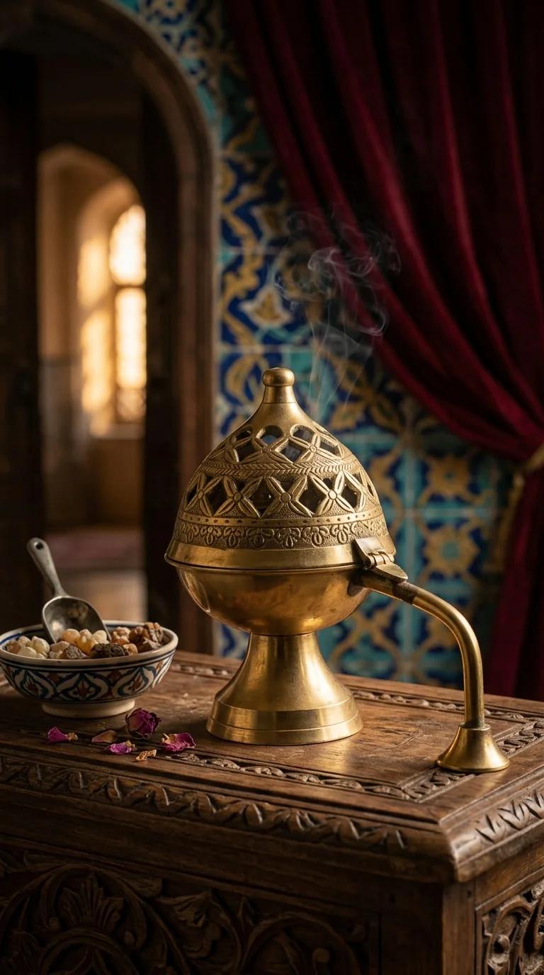 Value Gifts Decorative Brass Incense Burner Dhoop Dani with Handle for Living Room