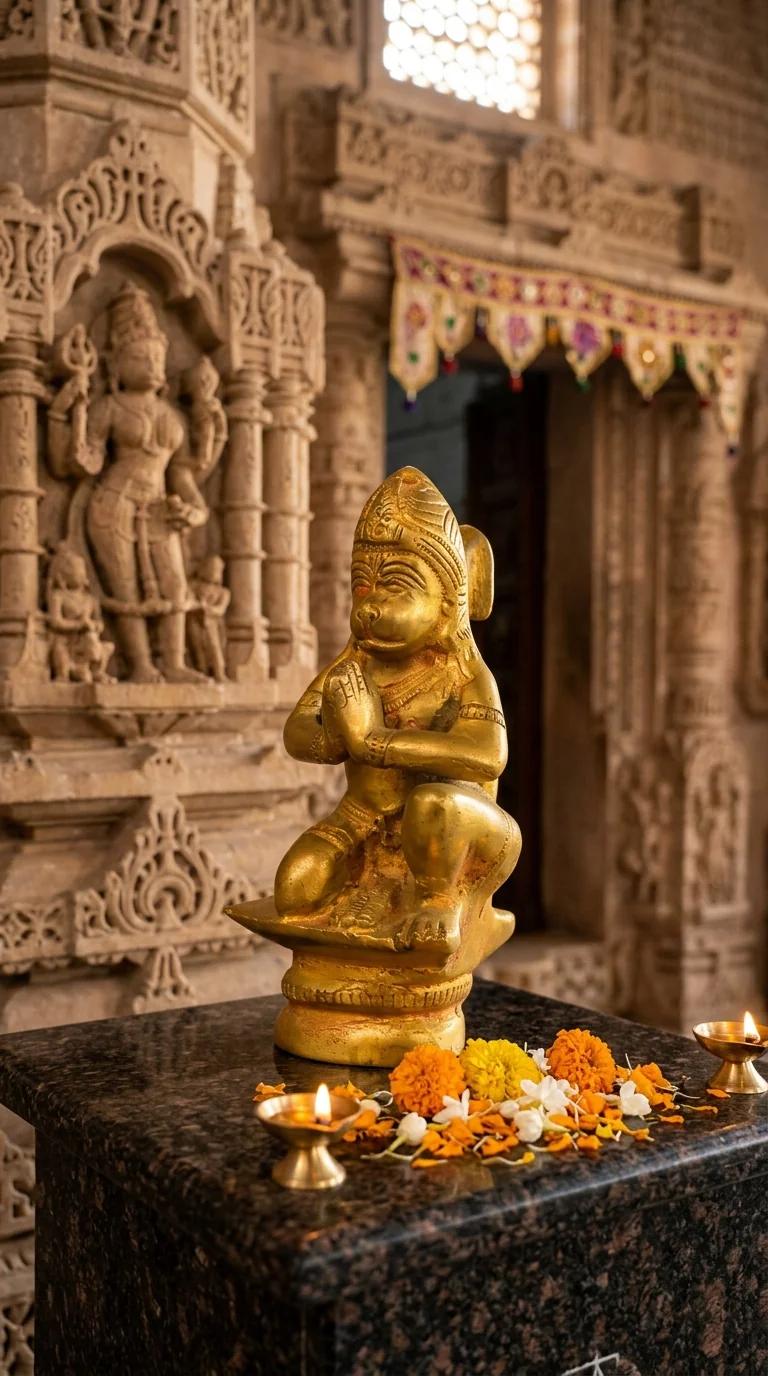 Value Gifts Brass Hanuman Idol for Home, Temple, and Office Desk Decoration