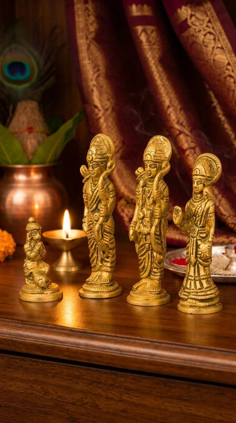 Value Gifts Decorative Brass Ram Darbar Statue for Living Room, Temple, and Home