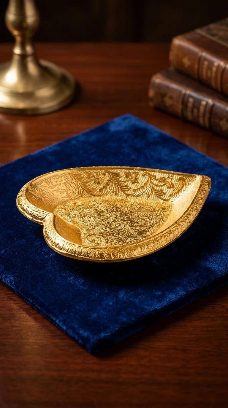 Value Gifts Handcrafted Brass Heart Tray for Living Room and Dining Table