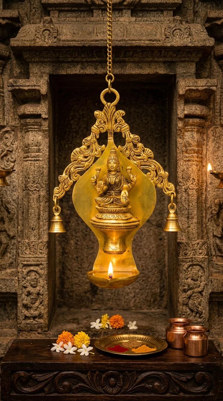 Value Gifts Decorative Brass Wall Hanging Lakshmi Diya for Pooja Room and Living Room