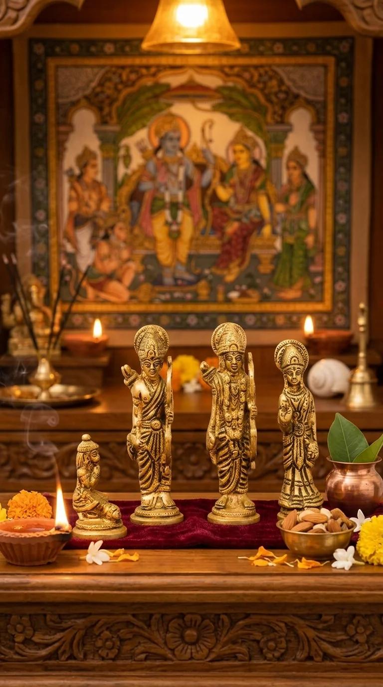 MH Decors Elegant Brass Ram Darbar Statues for Home Office and Spiritual Decoration