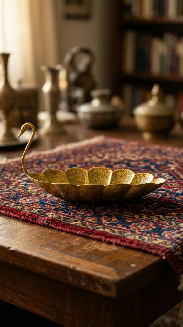 MH Decors Handcrafted Brass Swan Tray for Tabletop and Living Room Display