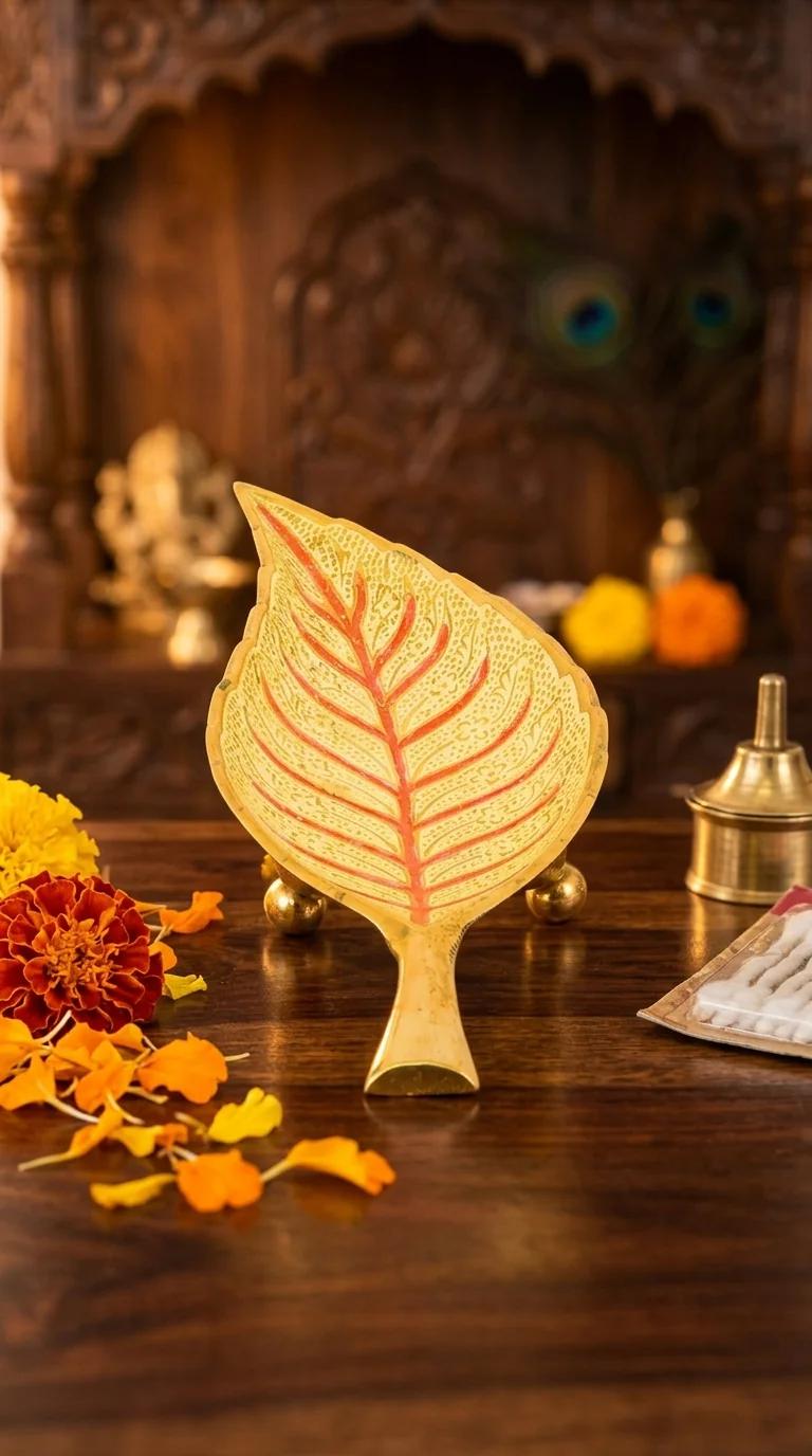 MH Decors Decorative Brass Leaf Shaped Tray for Gifting and Tabletop Display