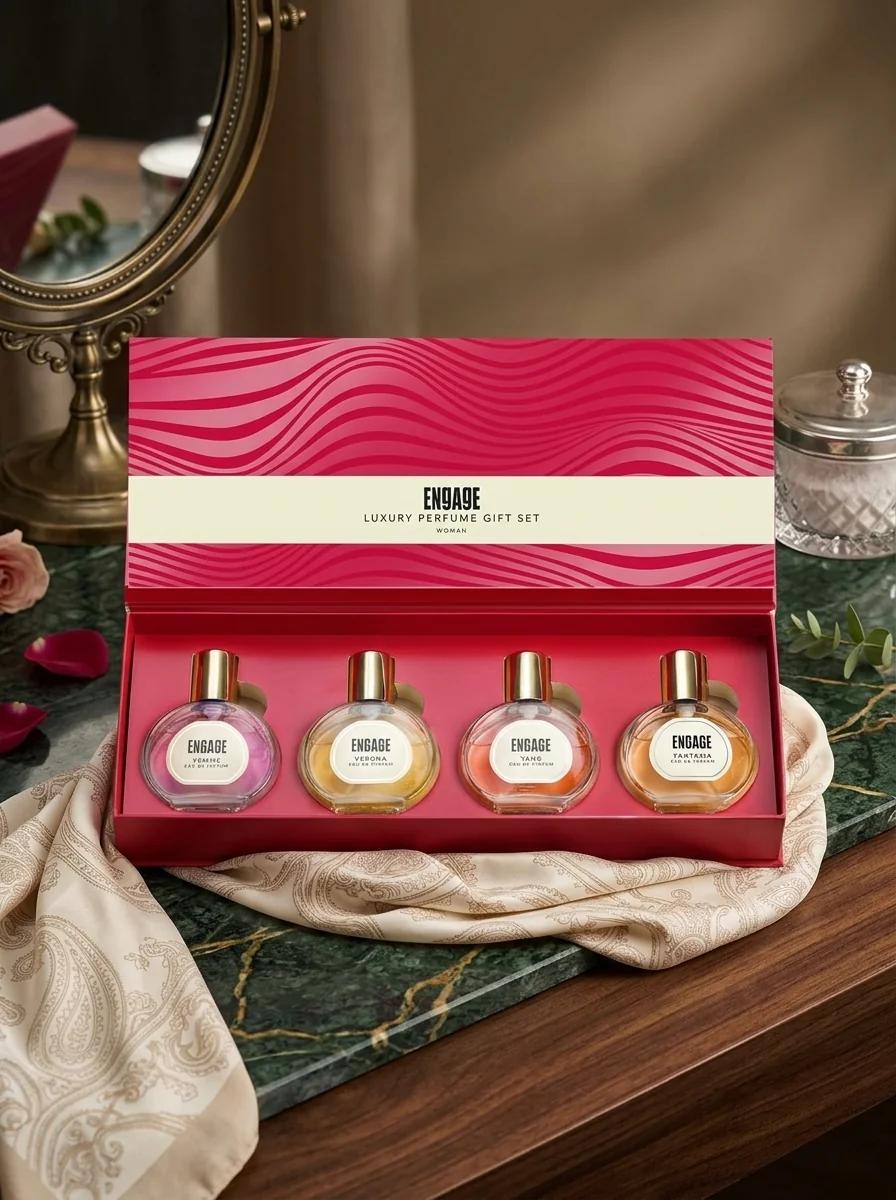 Engage Luxury Perfume Assorted Gift Set Birthday Gift Pack Long Lasting Eau De Parfum Travel Sized Perfume Set for Men and Women