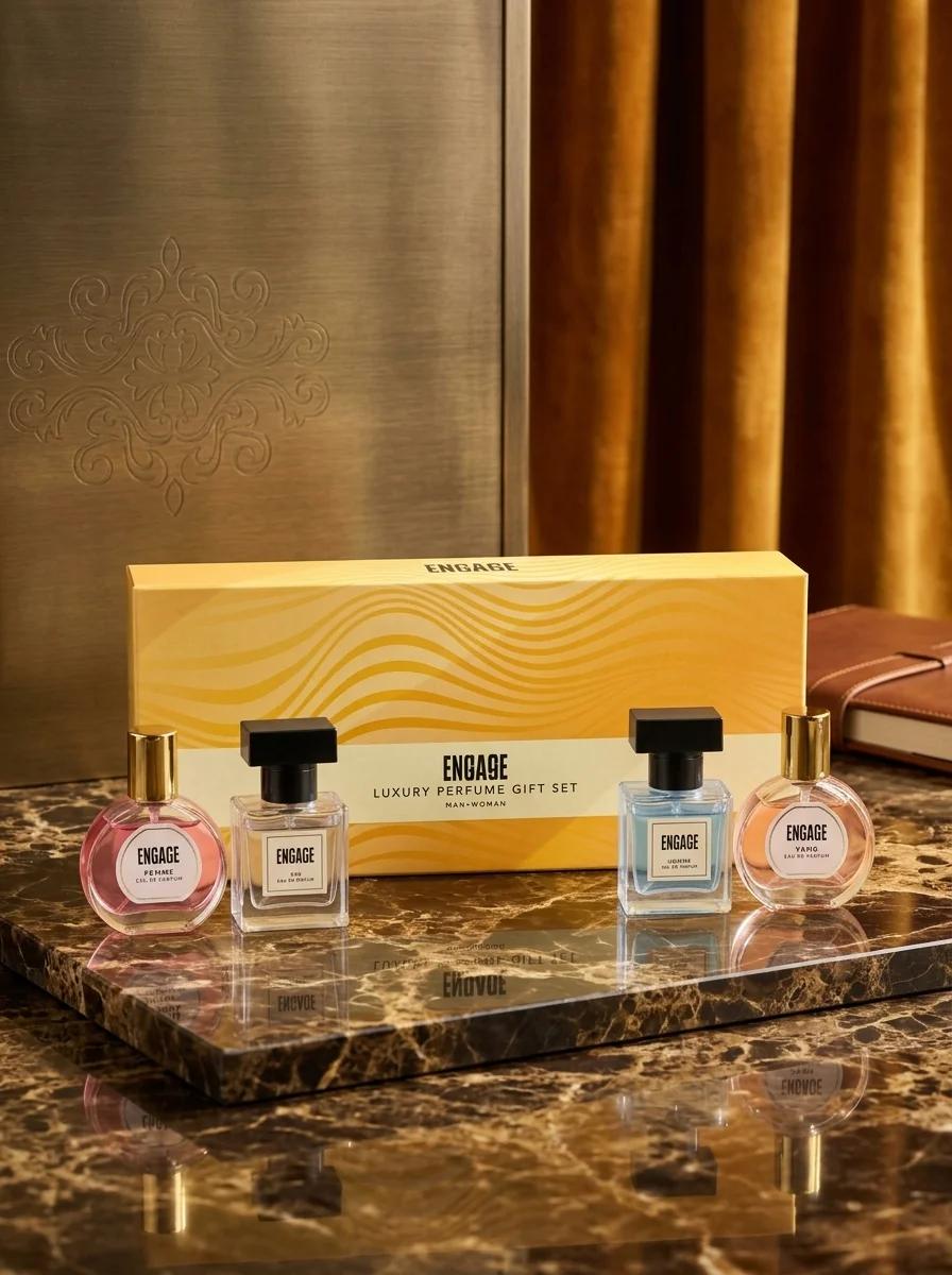 Engage Perfume Assorted Gift Set for Wedding Anniversary Birthday Special Occasions Long Lasting Eau De Parfum Travel Size Perfume Pack for Men and Women