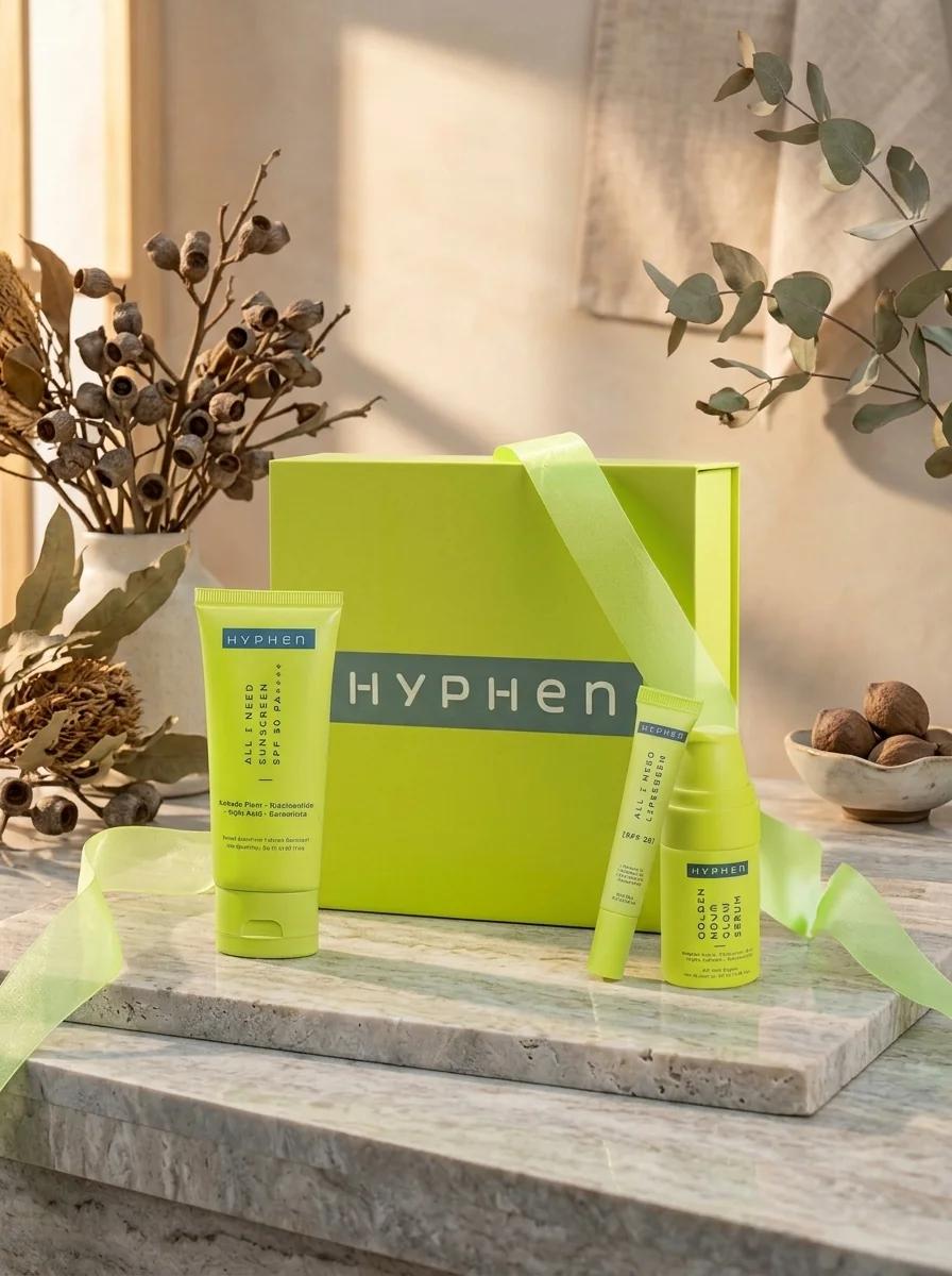 Hyphen Daily Glow Essentials Complete Moisturizing Skincare Gift Kit with Sunscreen Suitable for All Skin Types