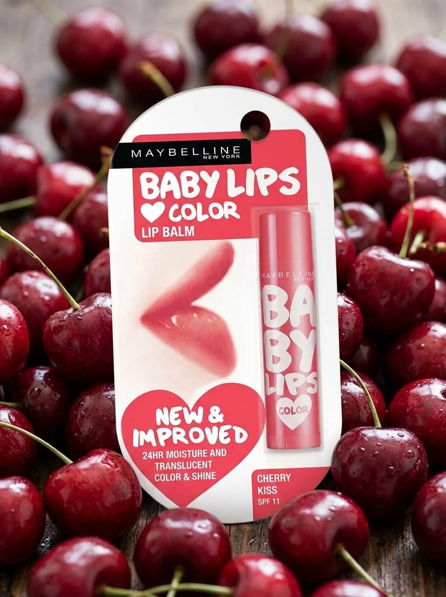 Maybelline New York Baby Lips Moisturizing Lip Balm, Cherry Kiss (Cherry Red)