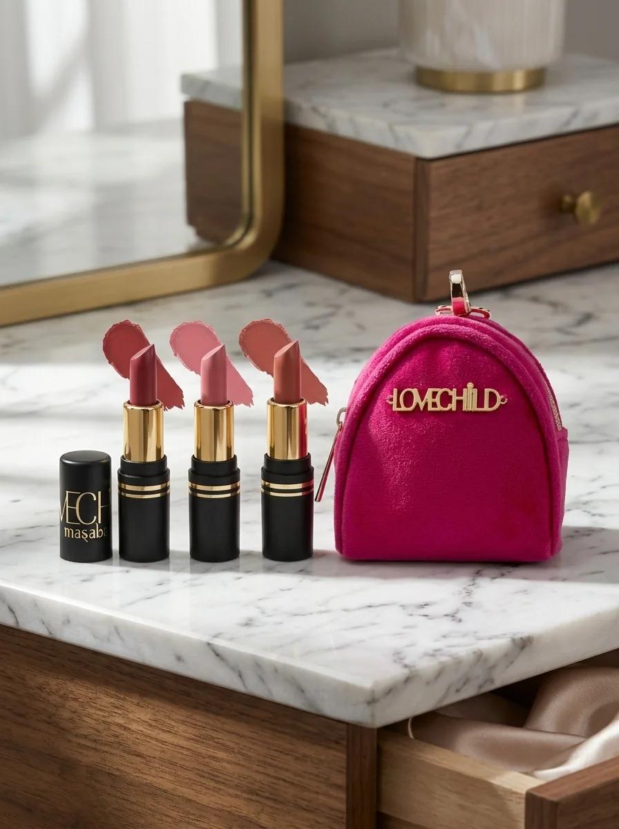 LoveChild by Masaba Pocket Full of Lipsticks, Long‑Lasting Mini Lipstick Set – Travel Friendly Lip Colour Combo