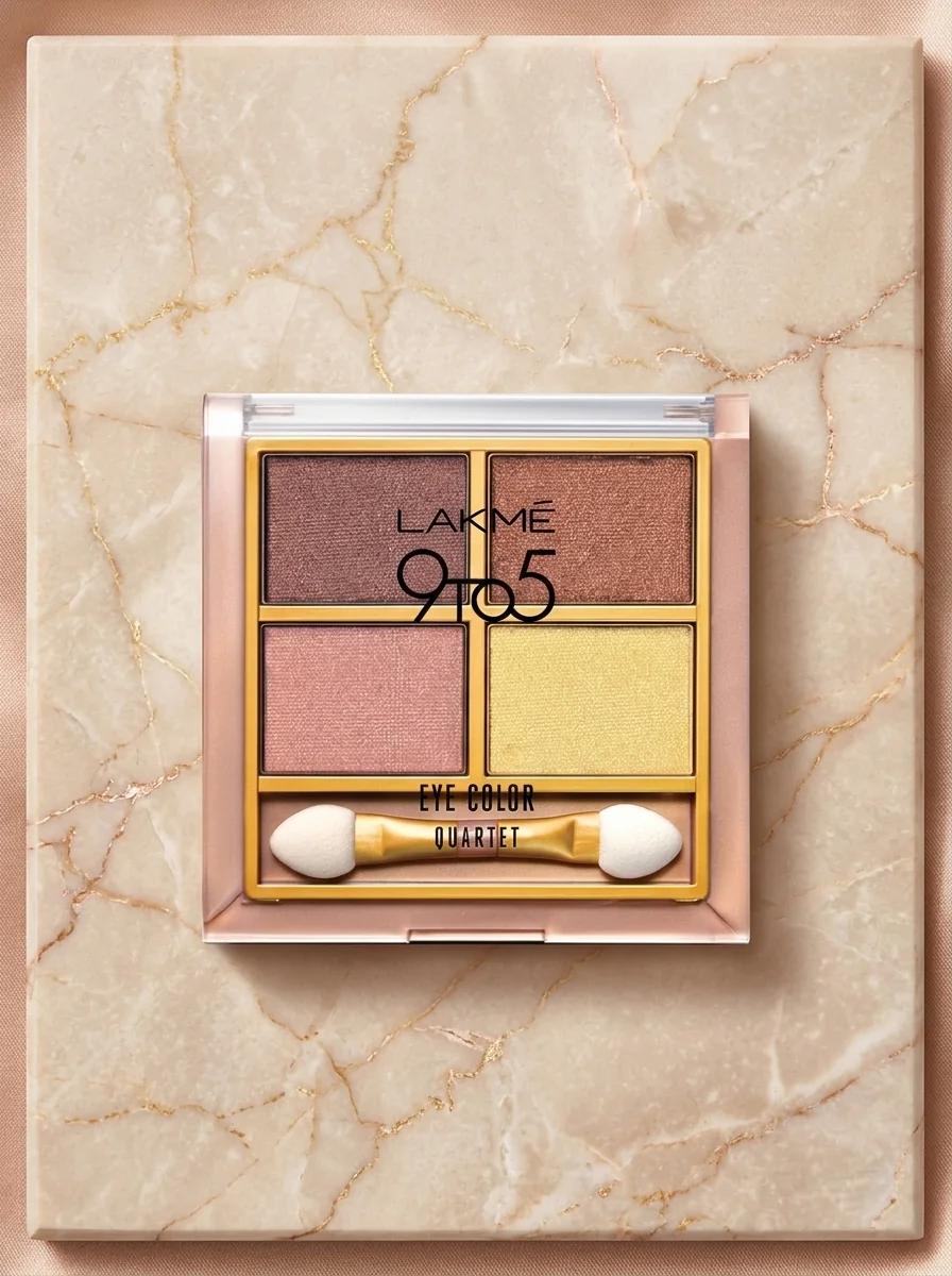 Lakmé 9 to 5 Eye Color Quartet, Desert Glaze, Long‑Lasting Eye Shadow Palette