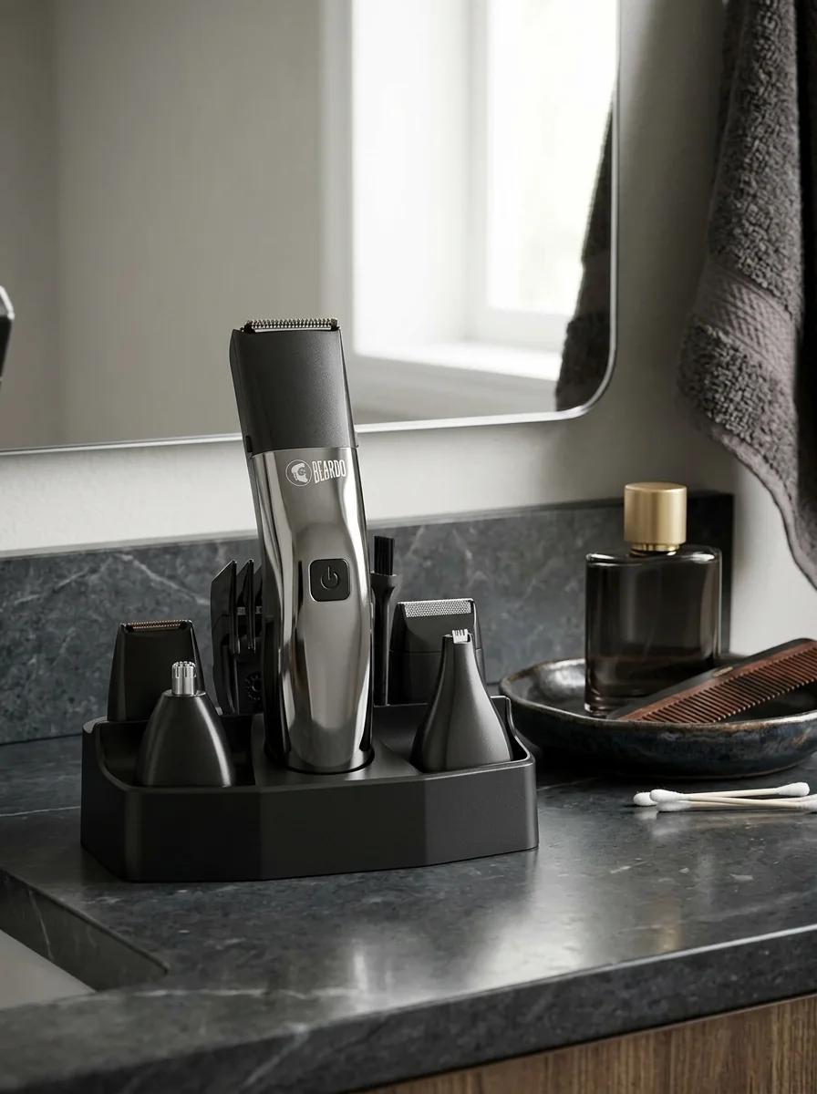 Beardo Chrome Beast Multipurpose Trimmer Kit – Full Body Groomer Trimmer with 40 Length Settings & 8 Attachments for Beard, Hair, Body, Precision, Ear & Nose Grooming