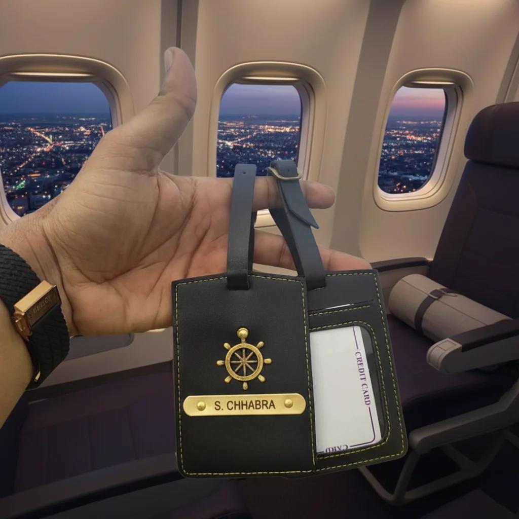 Zpics Black Custom Suitcase Name Tag for Easy Airport Identification