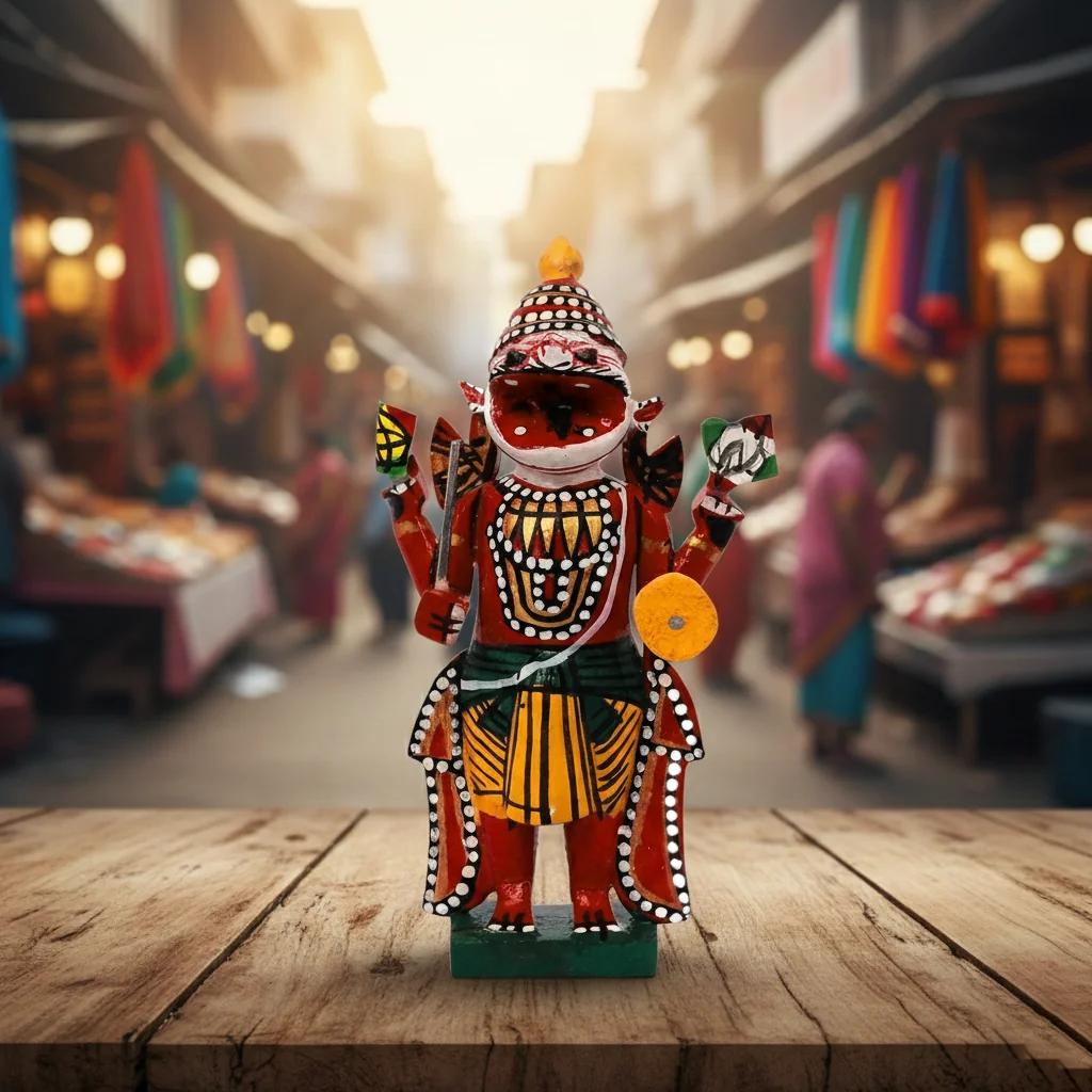 VPH Gift Store Kondapalli Wooden Lord Vishnu Dasavatharam Set of 10 for Home Decor