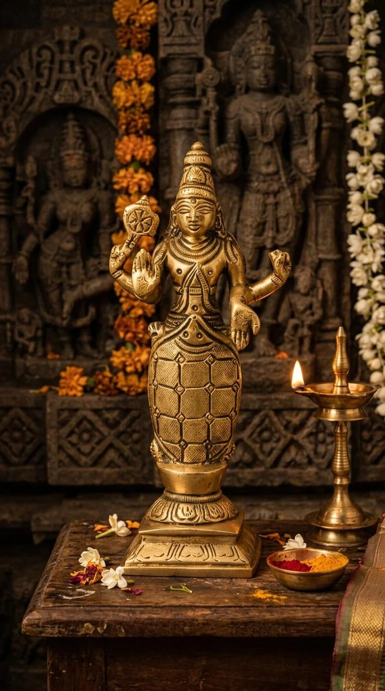 MH Decors Handcrafted Brass Vishnu Dasavatharam Statues for Pooja Room Display