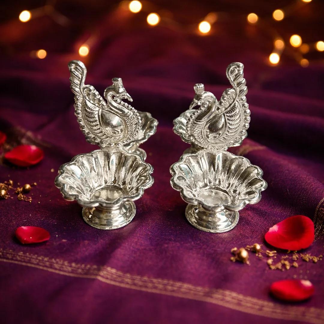 VPH Gift Store Classic German Silver 2 Cup Panchwala Set of 10 for Spiritual Use