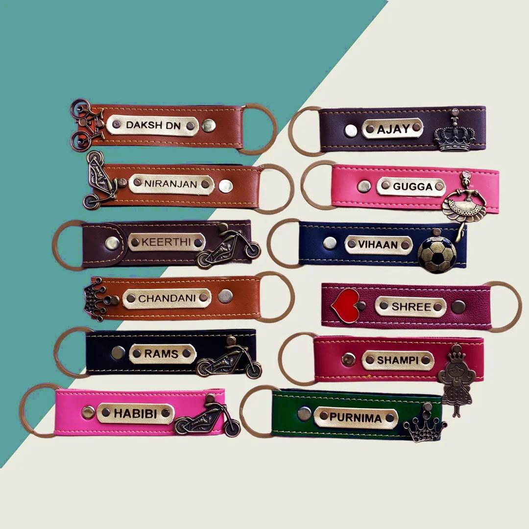 Zpics Personalised Leather Keychain-Black