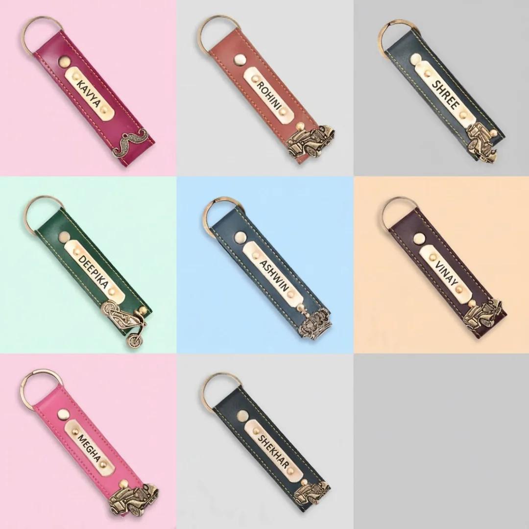 MH Decors Personalised Leather Keychain Brown Customizable and Elegant