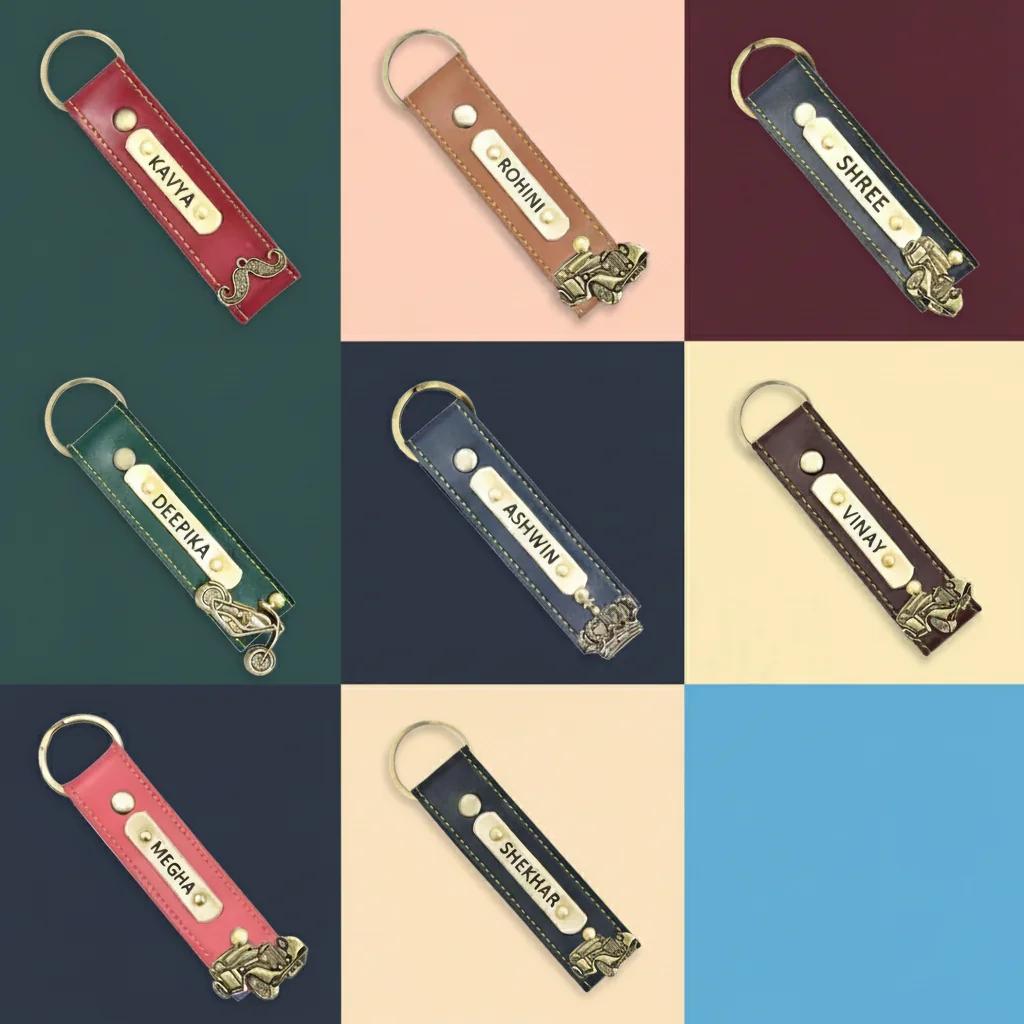 Zpics Personalised Leather Keychain (Blue)