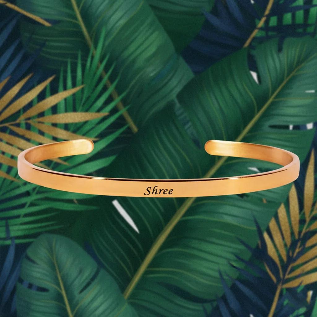 Men’s Gold Plated Kada with Custom Name Engraving – 18K Finish