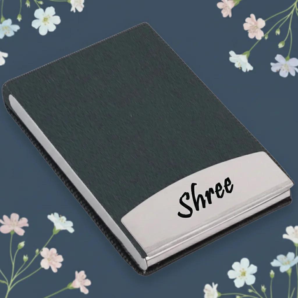 Executive Metal Card Holder with PU Leather Trim – Custom Engraved