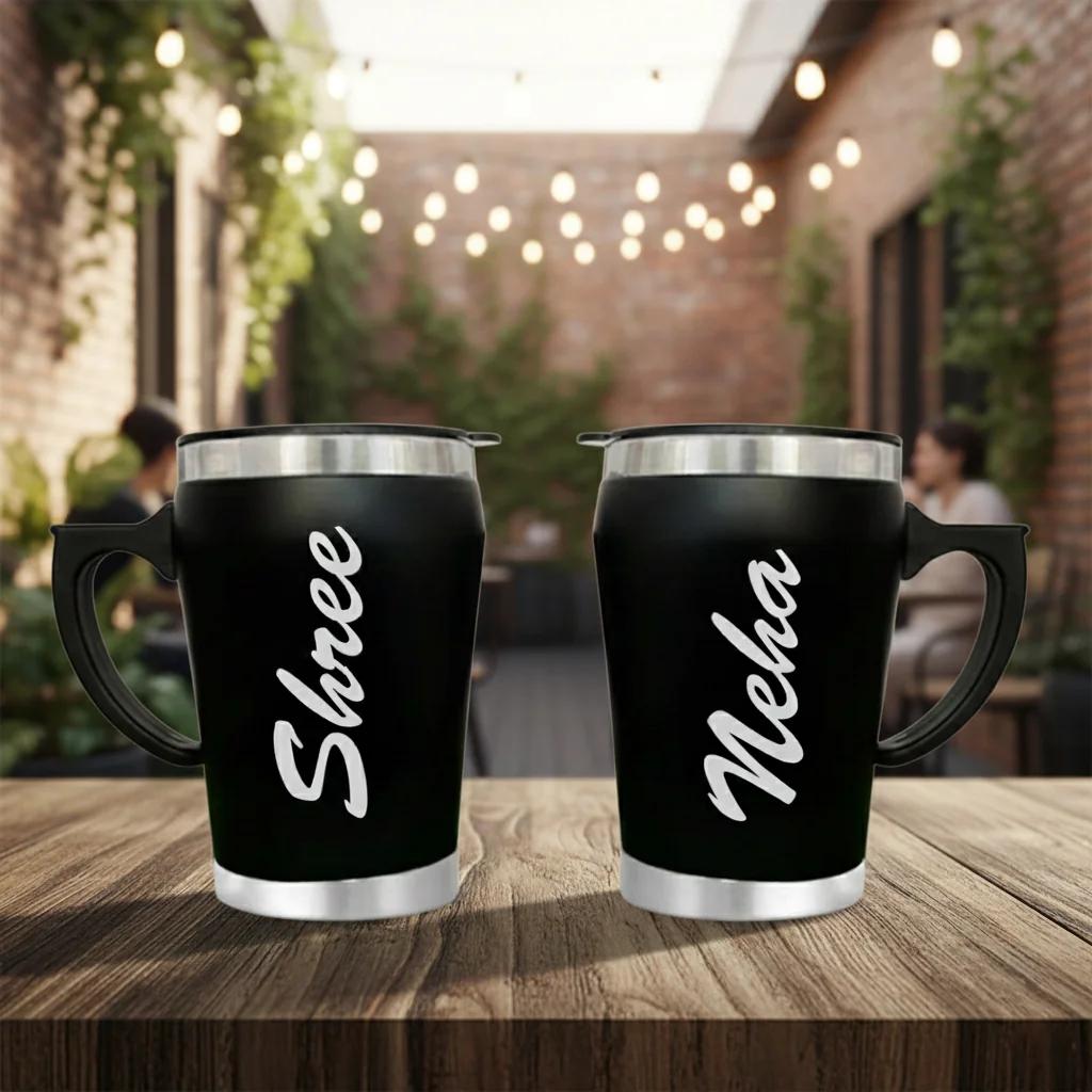 Personalized Travel Mug – Custom Name Engraved with Leak-Resistant Lid