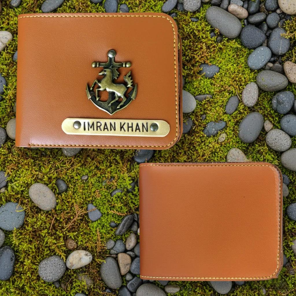 Men’s Leather Wallet with Custom Name Tag & Free Lucky Charm