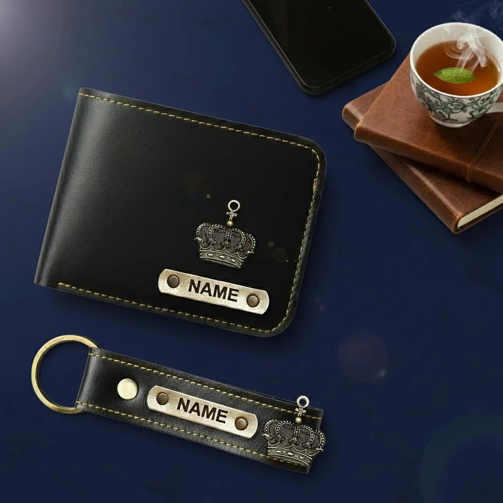 Zpics Men's Wallet with Name and Charm