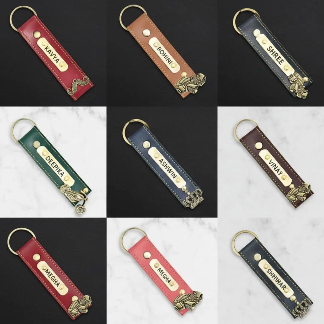 MH Decors Wine Leather Keychain – Add Your Name