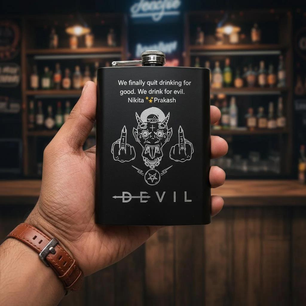 MH Decors Vacuum Insulated Flask Gift Set – Customizable with Name, 3 Cups Included