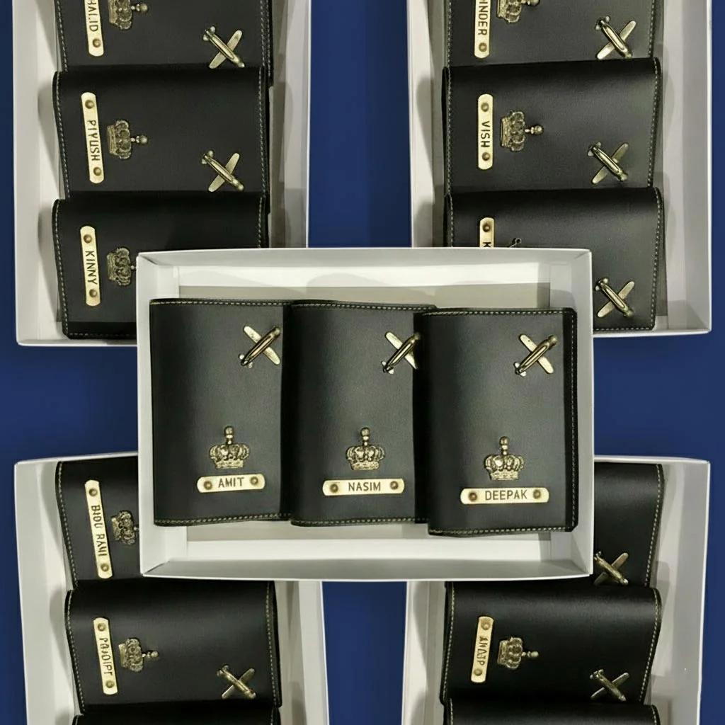 MH Decors Premium Black Passport Holder – Personalized with Name and Charm