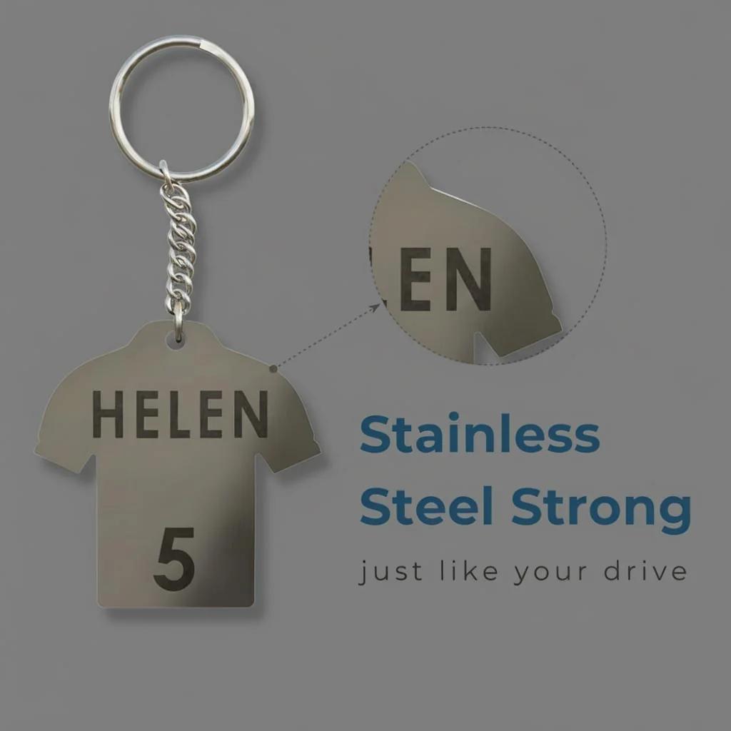 Zpics Steel Jersey Keychain with Custom Engraving