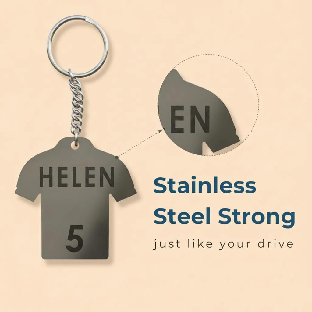 MH Decors Custom Name & Number Steel Jersey Keychain