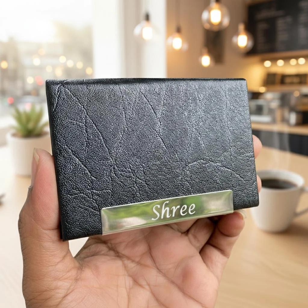 MH Decors Sleek Personalized Business Card Case with Custom Name