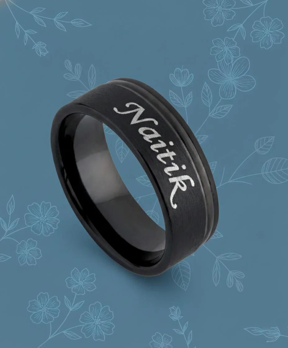 MH Decors Engraved Stainless Steel Ring for Him – Custom Name