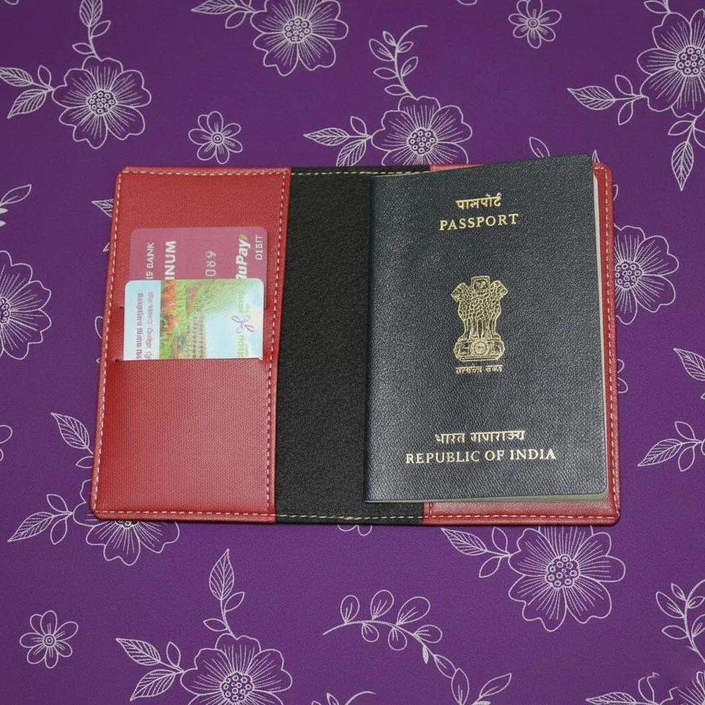 MH Decors Elegant Wine Passport Cover – Personalized Gift with Name & Charm